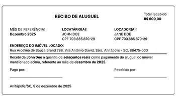 Preview do Recibo de Aluguel